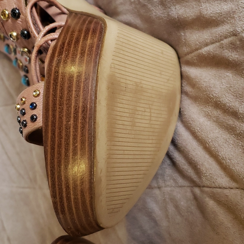 Nine West platform leather embelished heeled sandals - Picture 7 of 14